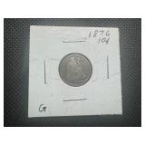 1876 Circulated Seated Dime