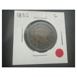 1852 Braided Hair Large Cent - Fine. No damage, excellent rims, appears uncleaned.