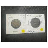 1915 Belgium 25 Cent and 1972 USSR 3 Kopecs