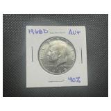 1968 D AU+ 40% Silver Kennedy Half Dollar. Closer to AU++/MS Slider. Very few bag marks, very little wear, full mint luster.