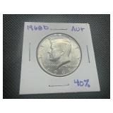 1968 D AU+ 40% Silver Kennedy Half Dollar. Closer to AU++/MS Slider. Very few bag marks, very little wear, full mint luster.