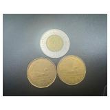 (2) Canadian Dollar Coins + 2 Dollar