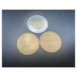 (2) Canadian Dollar Coins + 2 Dollar