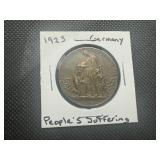 1923 German Peoples Suffering Medallion.  Scarce Commemorative of German Population Struggle During Hypreinfaltionary Times