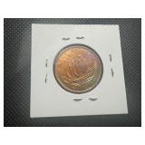 1943 Wartime UK 1/2 Penny AU+/Red. Full mint luster, lightly circulated.