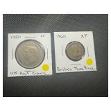 XF 1950 + SF Three Pence UK Coins