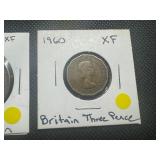 XF 1950 + SF Three Pence UK Coins