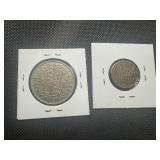 XF 1950 + SF Three Pence UK Coins