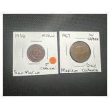 (2) AU/MS World Coins. 1936 MS Red San Marino 5 Centersimi and 1967 AU Mexican Diez Centavos.