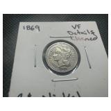 1869 Better Date VF 3 Cent Nickel-Cleaned