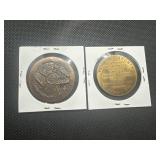 (2) Older Even Tokens. Both in excellent condition. The 1958 Fosston Centennial is a tough find.