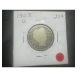 1902 O Barber Quarter