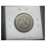 1876 Seated Liberty Quarter. Never cleaned. Full Rims. Honest patina. 3 Dents on eagle