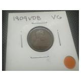 1909 VDB Lincoln Penny-VG