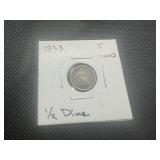 1853 Half Dime W/Arrows - Fine. Uncleaned and problem free.