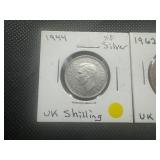 UK 1944 Silver Shilling and 1962 Penny