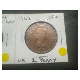 UK 1944 Silver Shilling and 1962 Penny