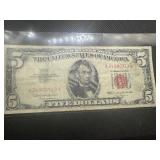 1963 Red Seal $5 Bill