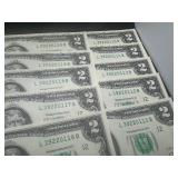 10 Sequential $2 Bills