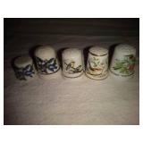 5 Ceramic Bird Thimbles