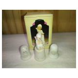 2 Precious Moments and 1 "Purr-fect Grandma" Thimbles