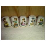 5 Ceramic Children Thimbles