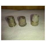 1 Simmons Nickel "Silver" and 2 Similar Ornate Thimbles