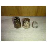 1 Ornate with Stone, 1 Wrapped with Sleigh and Covered Bridge Scene, and 1 Small Thimbles