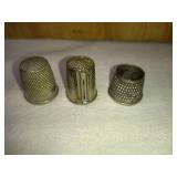 1 Simmons Nickel "Silver", 1 Dressmakers and 1 Tailors Thimble