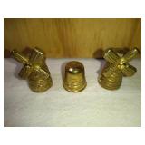 3 Unique Brass Thimbles