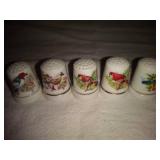 5 Ceramic Bird Thimbles