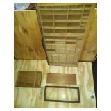 3 Thimble Displays: Large Natural Wood, Small Wood and Green, Small Brown w/ Dividers