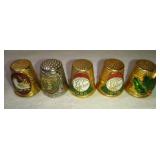 5 Thimbles: Fancy and 4 Vernon Collectible Plaque