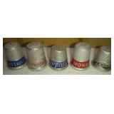 5 Assorted Advertising Metal Thimbles