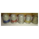 5 Assorted Advertising Metal Thimbles