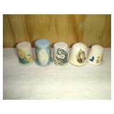 5 Ceramic Christmas Artisan Thimbles