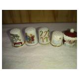 3 Ceramic Holiday, Roman Ballerina and Santa Pot Thimbles