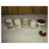 3 Ceramic Holiday, Roman Ballerina and Santa Pot Thimbles