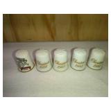 5 Ceramic Holiday Thimbles