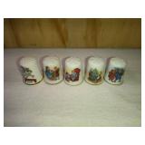 5 Ceramic Holiday Thimbles