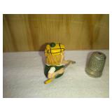 Pewter Painted Golfer with Hinged Hat and ILES Nickel Ventilated Thimbles