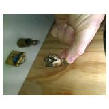 3 Bell Thimbles: Brass, Cowbell labelled Switzerland and a Tiny Bell