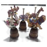 Set of 5 Enesco Circus Animal Carousel Thimbles