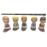 Set of 5 Hand painted Ceramic Children Thimbles