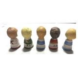 Set of 5 Hand painted Ceramic Children Thimbles