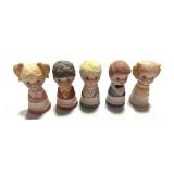 Set of 5 Hand painted Ceramic Children Thimbles