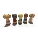 Set of 5 Hand painted Ceramic Children Thimbles