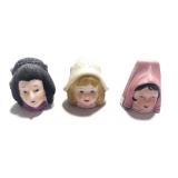 Set of 3 Vintage Porcelain Head Thimbles