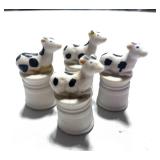 Set of 4 Bisque Cow Thimbles