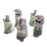 Set of 5 Enesco Lamb and Bunny Thimbles